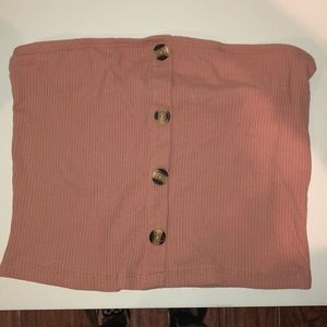 Peachy Pink Button Crop Top